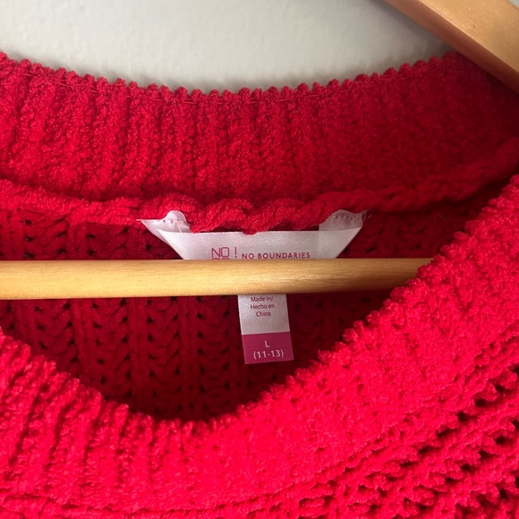 No Boundaries Vibrant Red Sweater with Fringe - Picture 3 of 5